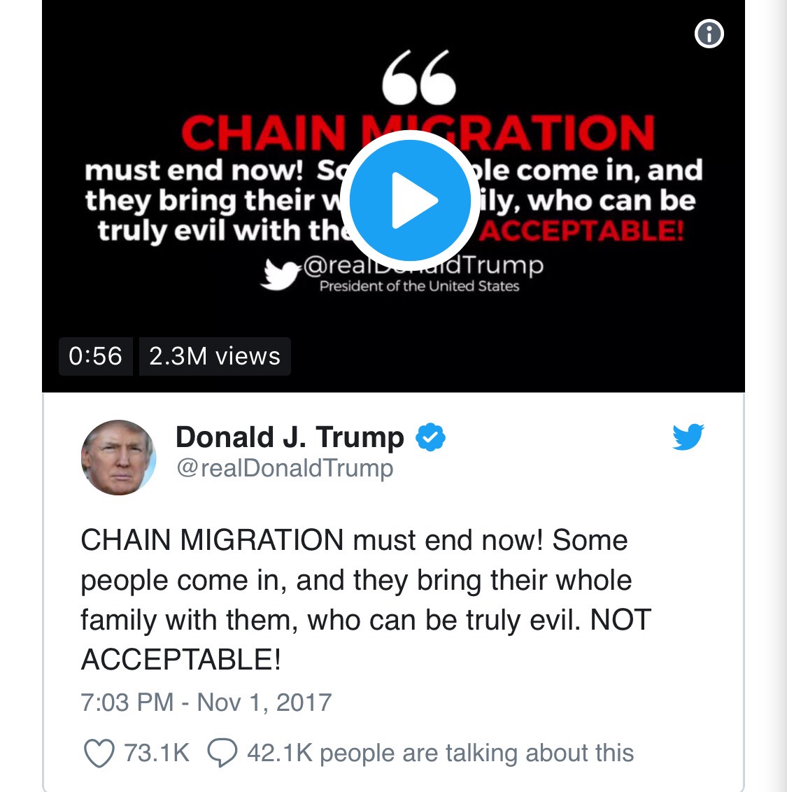 Trump hates Chain Migration
