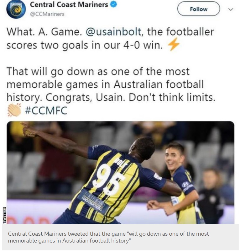 Usain Bolt Central Coast tweet