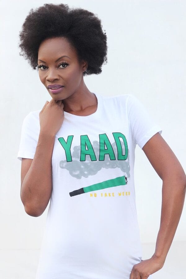 White Women T-Shirt “Yaad” NO FAKE WEED