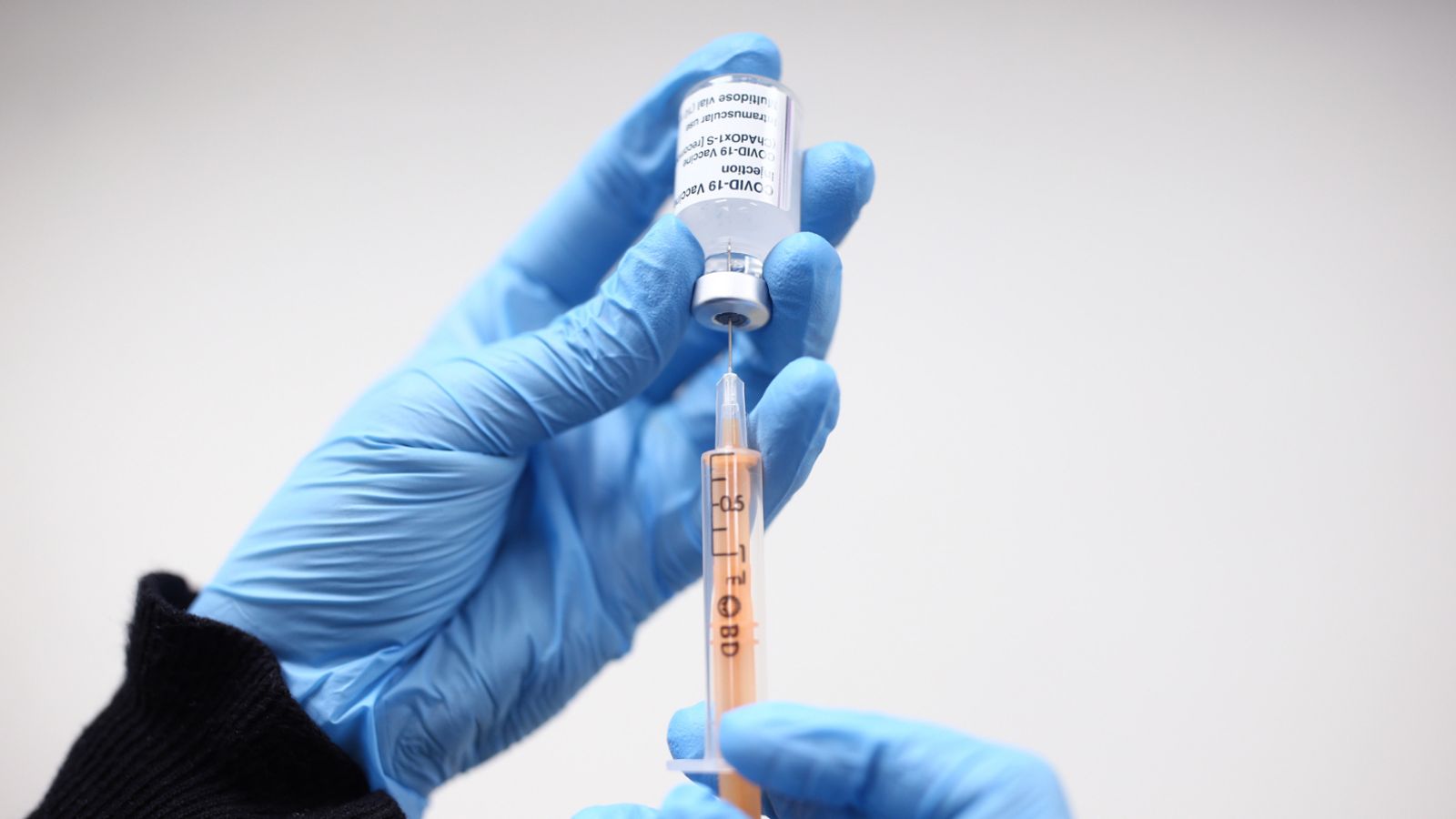 A dose of the Oxford/AstraZeneca coronavirus vaccine being prepared